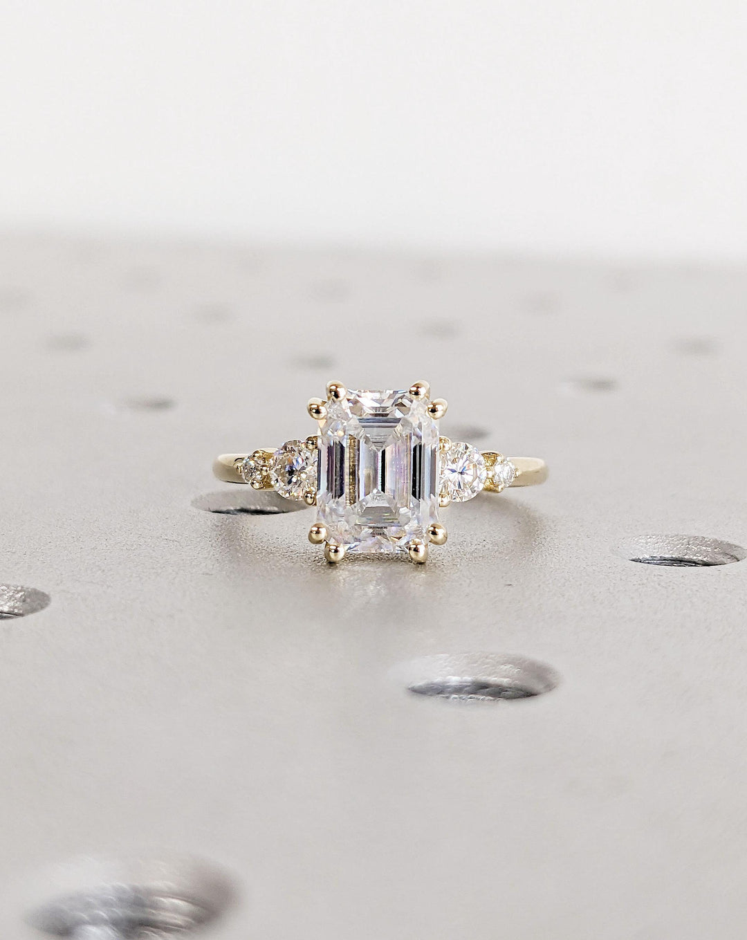 1.50CT Emerald Cut Cluster Lab Grown Diamond Engagement Ring For Her