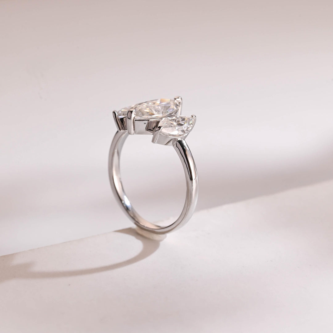2.0CT Marquise Cut 3 Stone CVD EF/VVS Diamond Wedding Band For Women