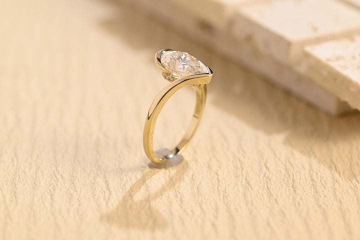 2.0CT Pear Cut Tension Lab Grown Diamond Engagement Ring, Minimalist Wedding Ring