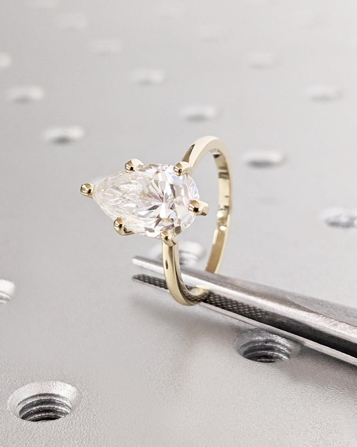 2.50CT Pear Lab Grown Diamond Solitaire Engagement Ring Maximalist Engagement Ring