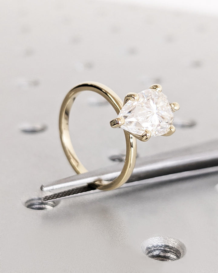 2.50CT Pear Lab Grown Diamond Solitaire Engagement Ring Maximalist Engagement Ring