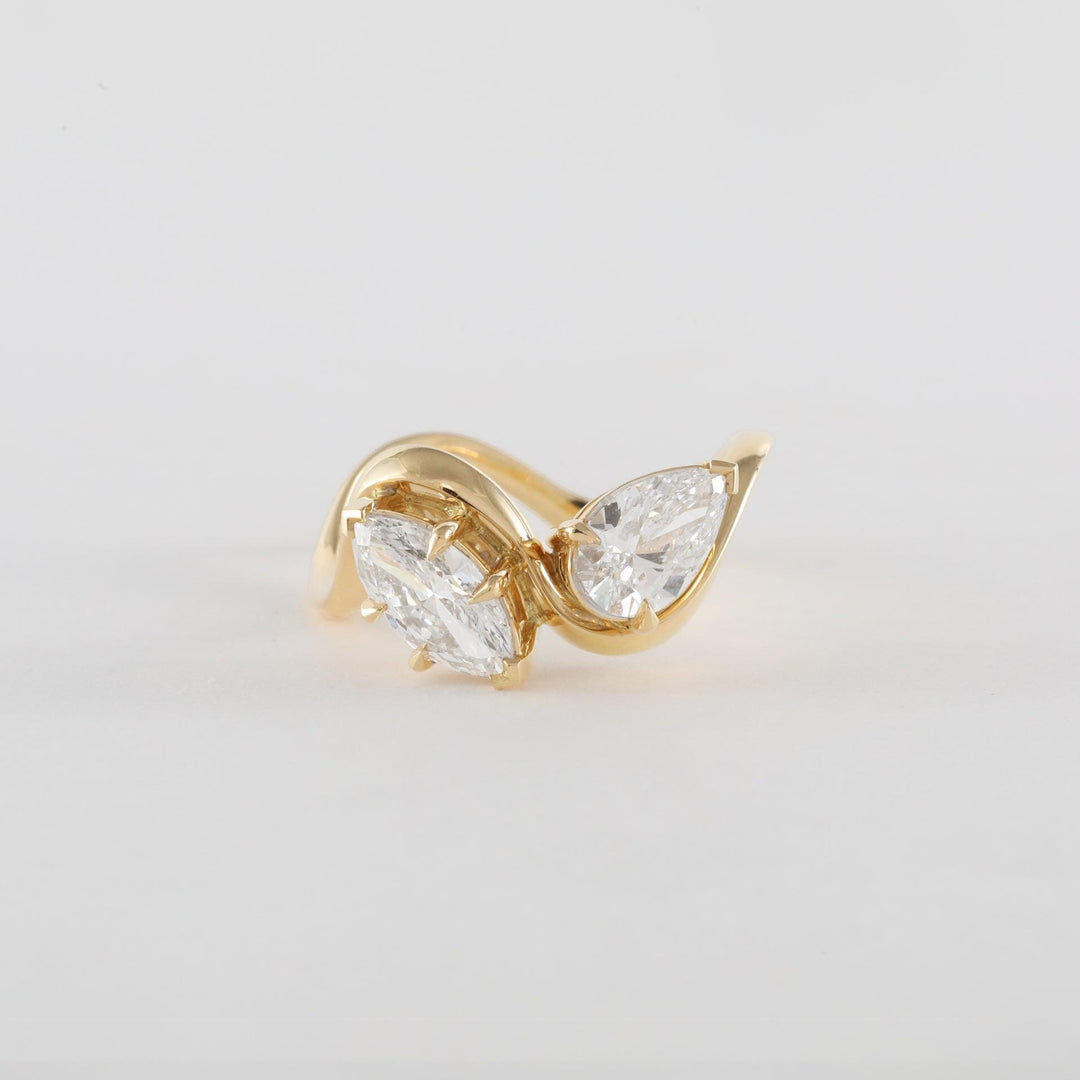1.50CT-2.50CT Marquise and Pear Cut Diamond Two Stone Engagement Ring