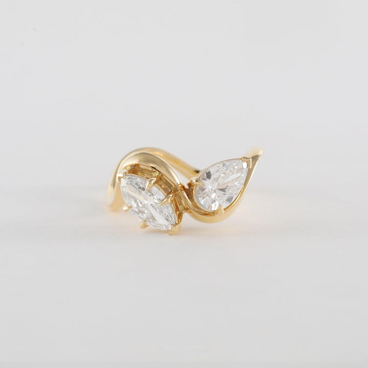 1.50CT-2.50CT Marquise and Pear Cut Diamond Two Stone Engagement Ring
