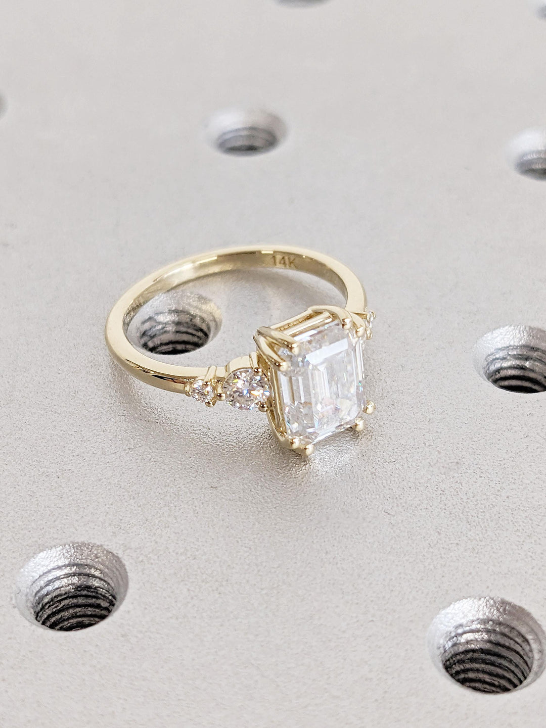 1.50CT Emerald Cut Cluster Lab Grown Diamond Engagement Ring For Her