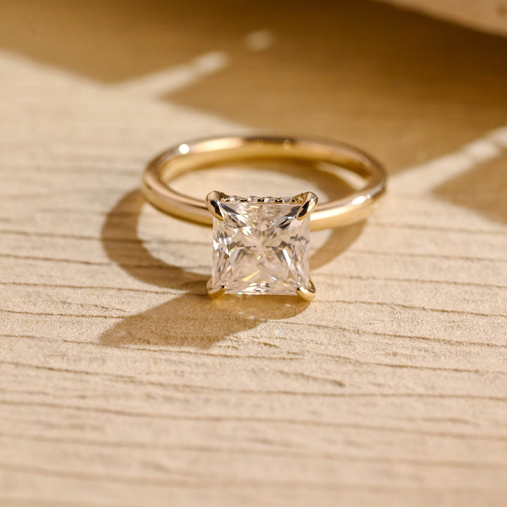 2.0CT Princess Cut Hidden Halo IGI Certified Lab Grown Diamond Engagement Ring For Her