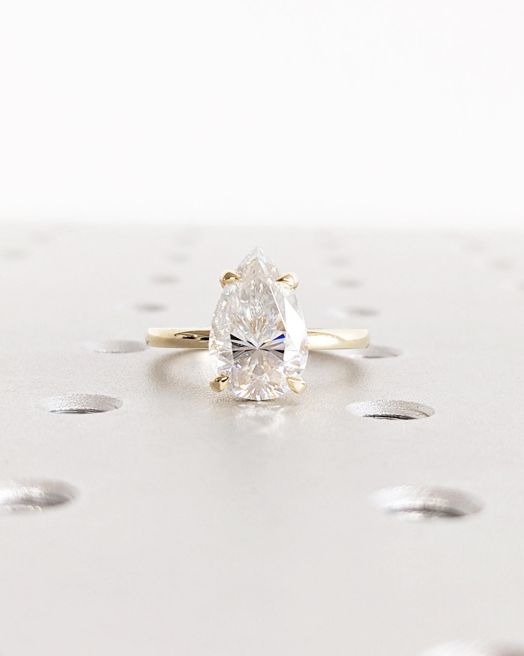3.0CT Pear Cut Hidden Halo Lab Grown Diamond Engagement Ring Proposal Ring