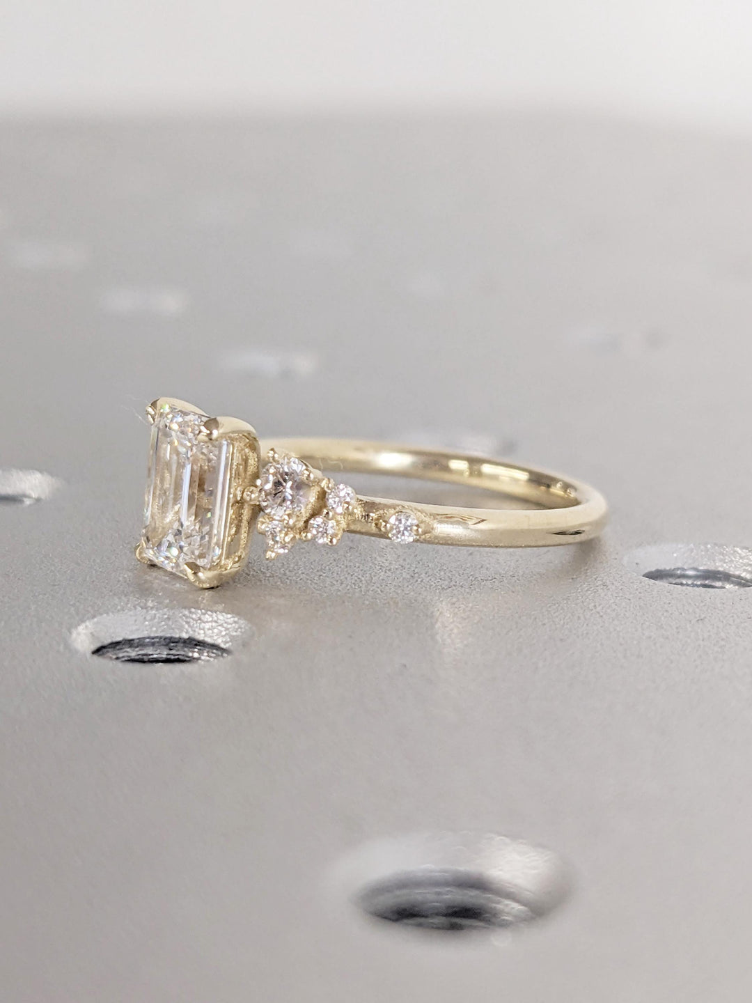 1.0CT Emerald Cut Cluster Lab Grown Diamond Engagement Ring Unique Wedding Ring