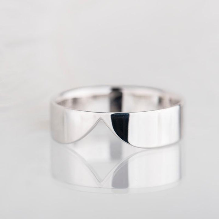 18K Solid Gold V Shape Matching Plain Wedding Band