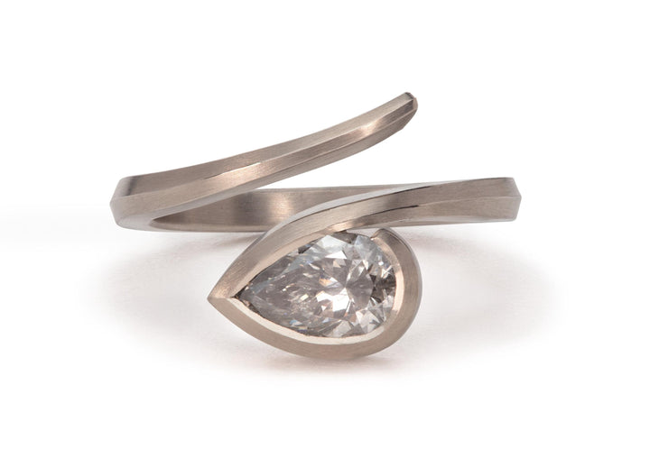 1.0CT-2.0CT East To West Pear Cut Lab Grown Diamond Open Engagement Ring