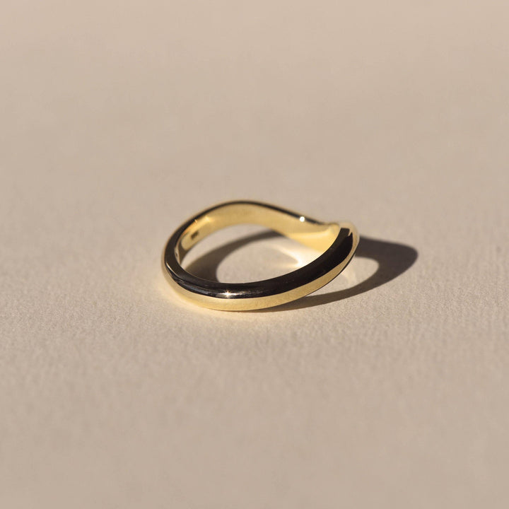 18K Solid Gold Unique Stackable Curved Plain Wedding Band