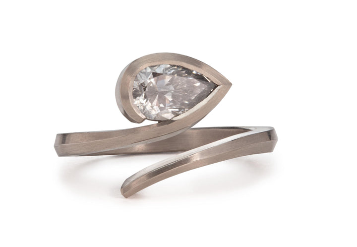 1.0CT-2.0CT East To West Pear Cut Lab Grown Diamond Open Engagement Ring