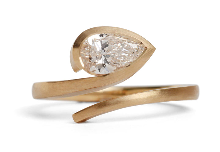 1.0CT-2.0CT East To West Pear Cut Lab Grown Diamond Open Engagement Ring