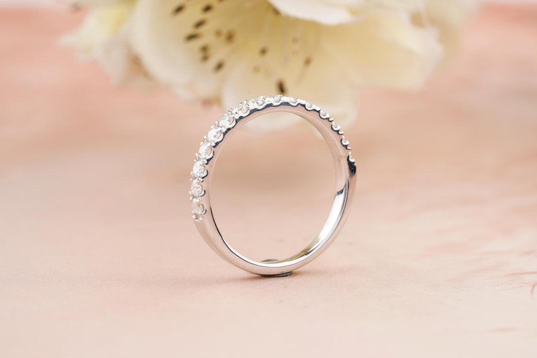 0.55CT Round Cut Half Eternity CVD EF/VVS Diamond Wedding Band For Women