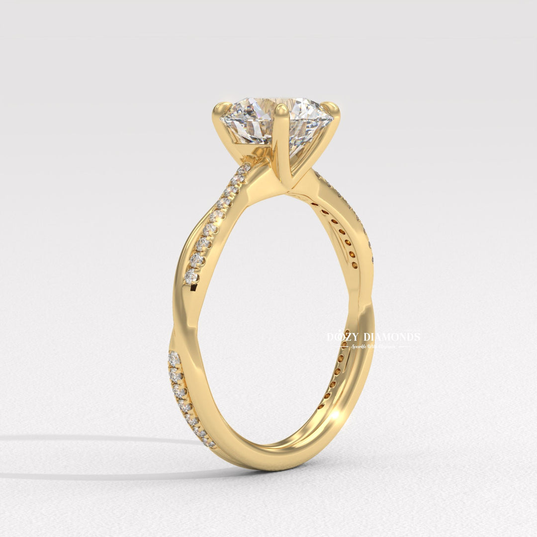 infinity round diamond ring, white gold infinity ring, r