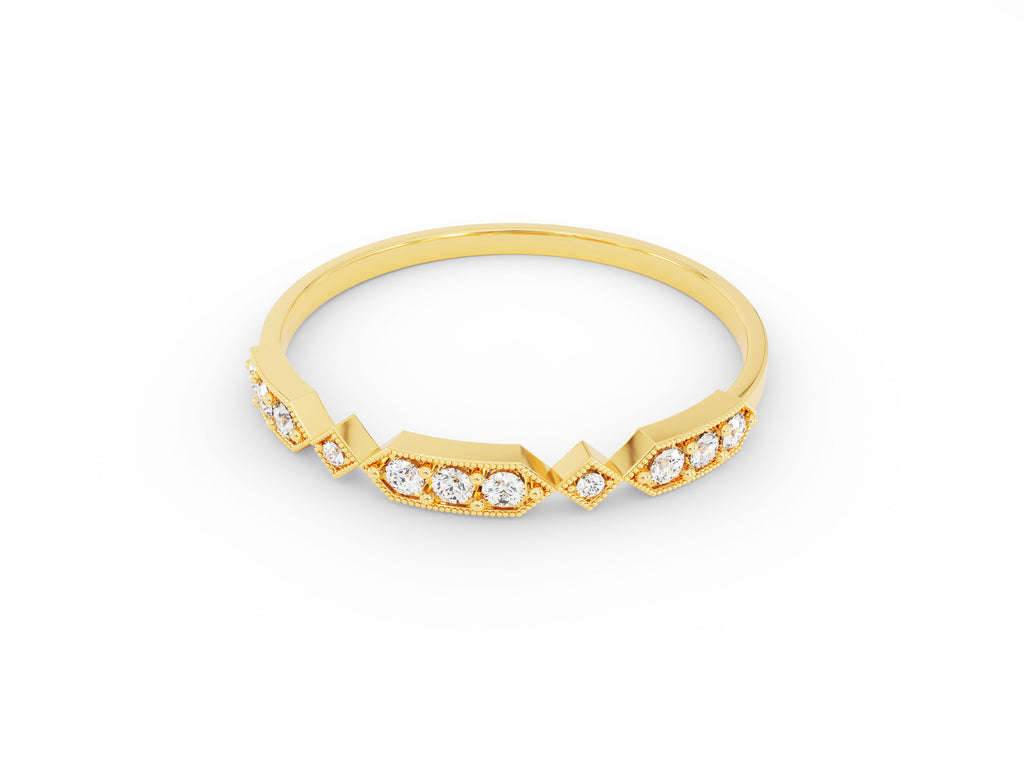 Round Diamond Art Deco Vintage CVD EF/VVS Wedding Band