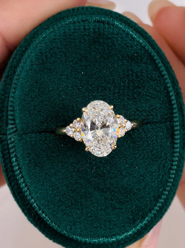 1.42 CT - 3.42 CT Oval Shaped G - VS Diamond Cluster Engagement Ring - Doozy Diamonds