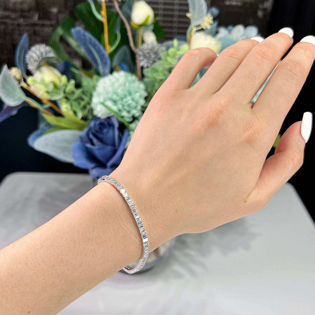 Emerald cut Moissanite Diamond Tennis Bracelet For Women