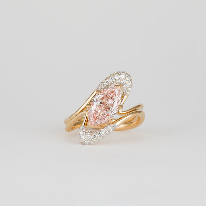 1.50CT-2.50CT Pink Marquise Lab Grown Diamond Unique Engagement Ring