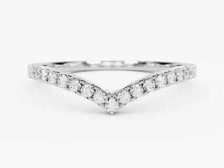 Round Cut Curved Diamond CVD EF/VVS Wedding Band