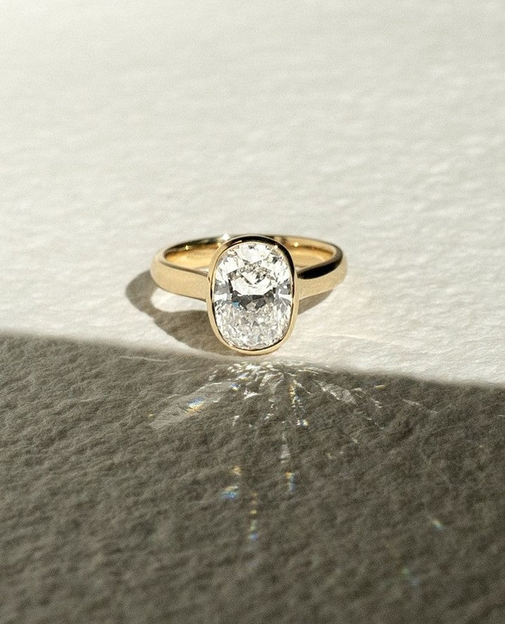2.0 - 3.0 CT Cushion Cut Lab Grown Diamond Bezel Engagement Ring - Doozy Diamonds