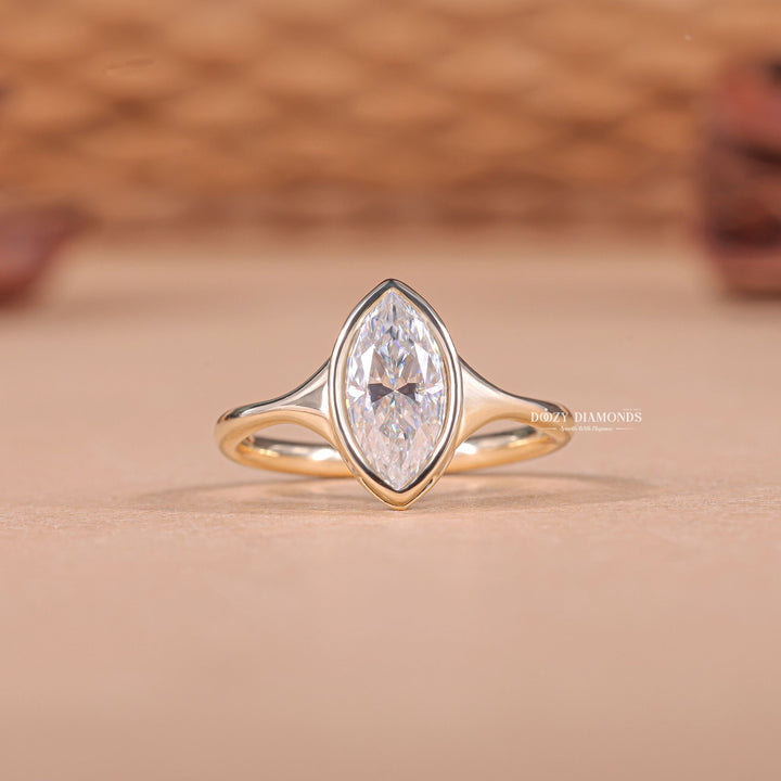 1.50CT - 2.50CT Bezel Set Marquise F/VS2 Lab Grown Diamond Engagement Ring - Doozy Diamonds