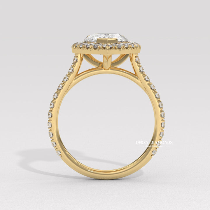 sustainable diamond ring, ethical engagement ring, luxury engagement ring, diamond halo ring, bridal engagement ring, women's diamond ring, pear cut bridal ring, fine jewelry ring,