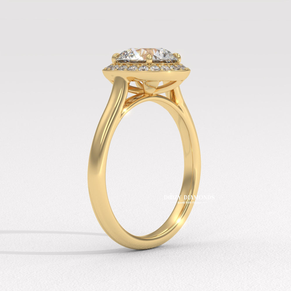 round cut diamond ring, halo engagement ring for women, lab created diamond ring, round solitaire halo ring, sustainable diamond ring, ethical engagement ring, luxury engagement ring,