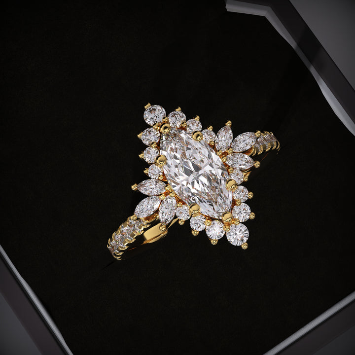 lab grown diamond ring
marquise engagement ring
cluster engagement ring