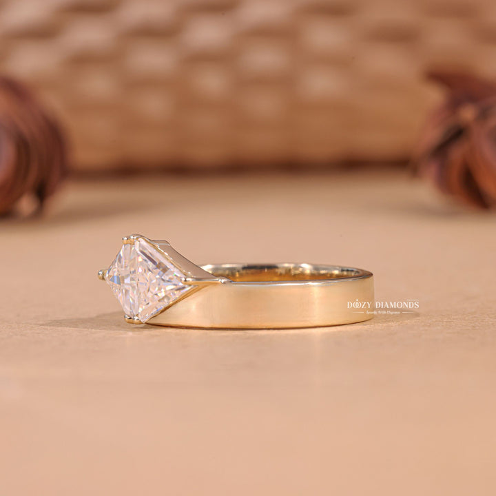 Trillion Cut Lab Grown Toi et Moi Diamond E/VS1 Cigar Engagement Ring - Doozy Diamonds