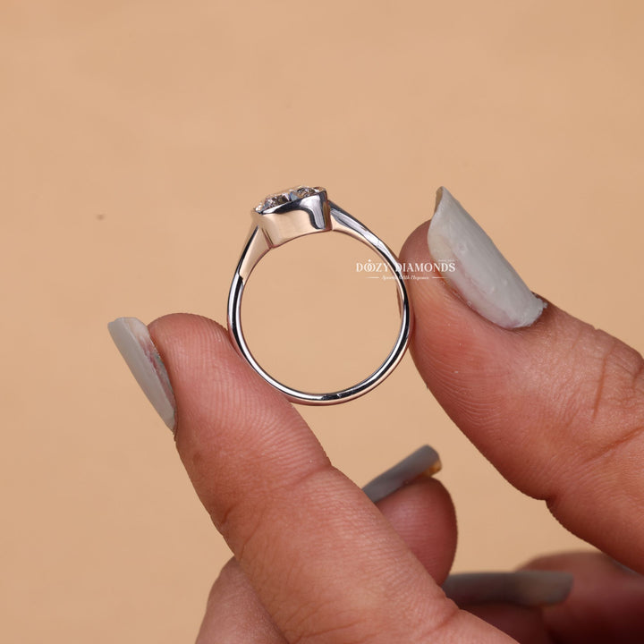 3.0CT - 5.0CT Bezel Set Cushion FE/VS2 Lab Grown Diamond Engagement Ring - Doozy Diamonds