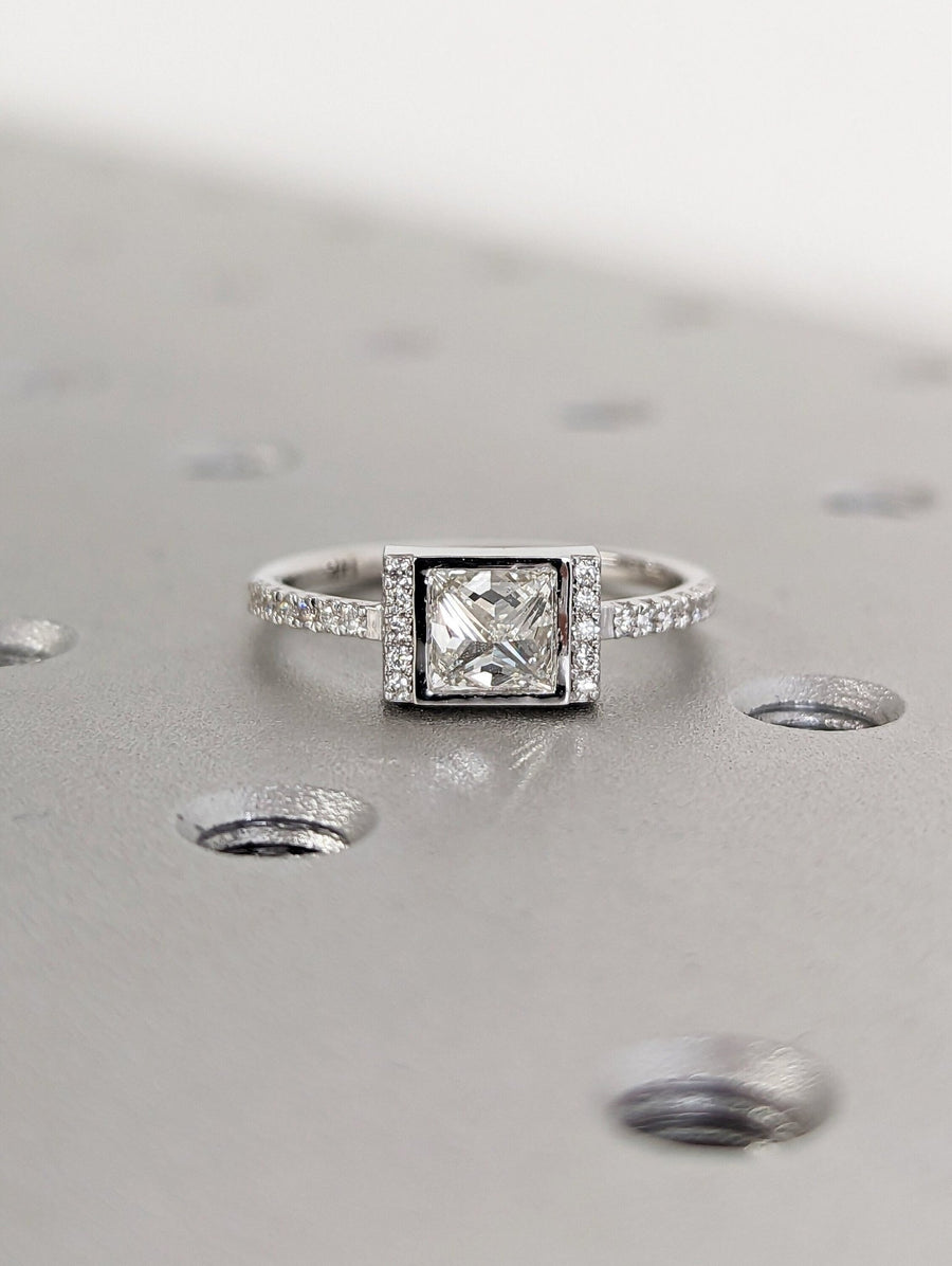 Princess Cut Lab Diamond Engagement Ring in White Gold