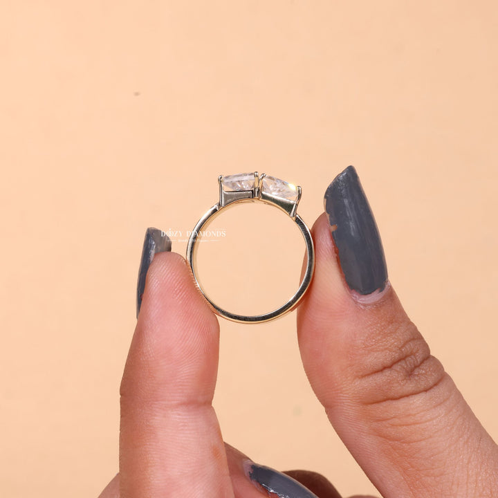 Trillion Cut Lab Grown Toi et Moi Diamond E/VS1 Cigar Engagement Ring - Doozy Diamonds