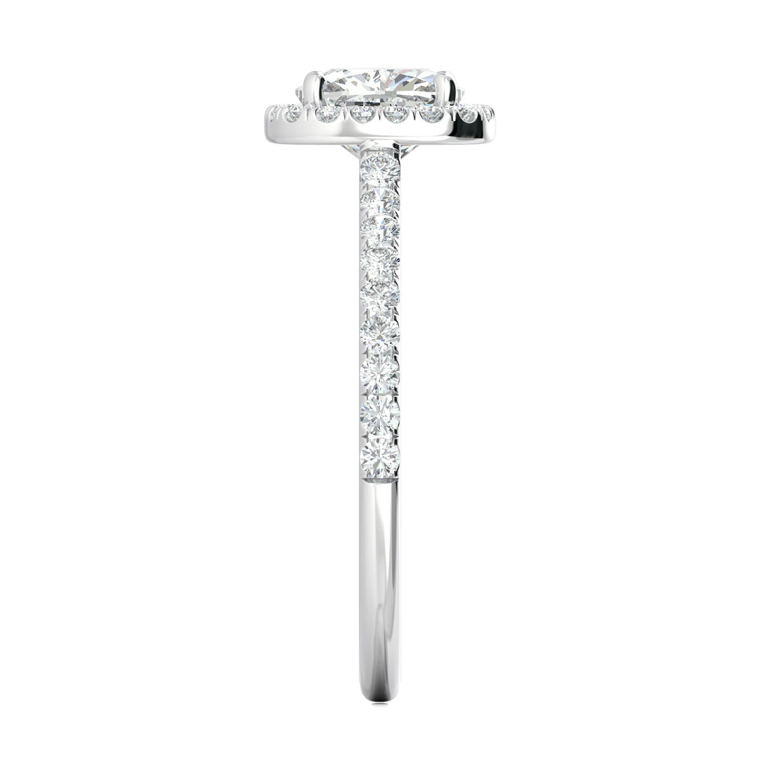0.76 CT Cushion F - VS1 Diamond Halo & Pave Setting Engagement Ring - Doozy Diamonds