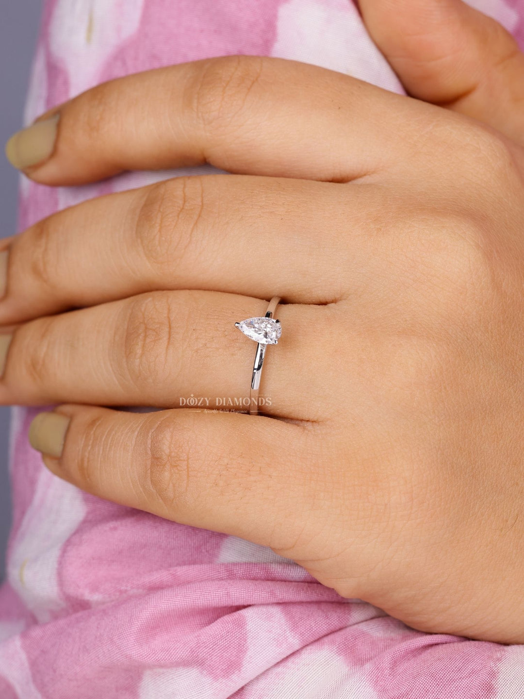 0.75ct - 2.0ct Pear E/VS2 Diamond Lab Grown Solitaire Engagement Ring - Doozy Diamonds