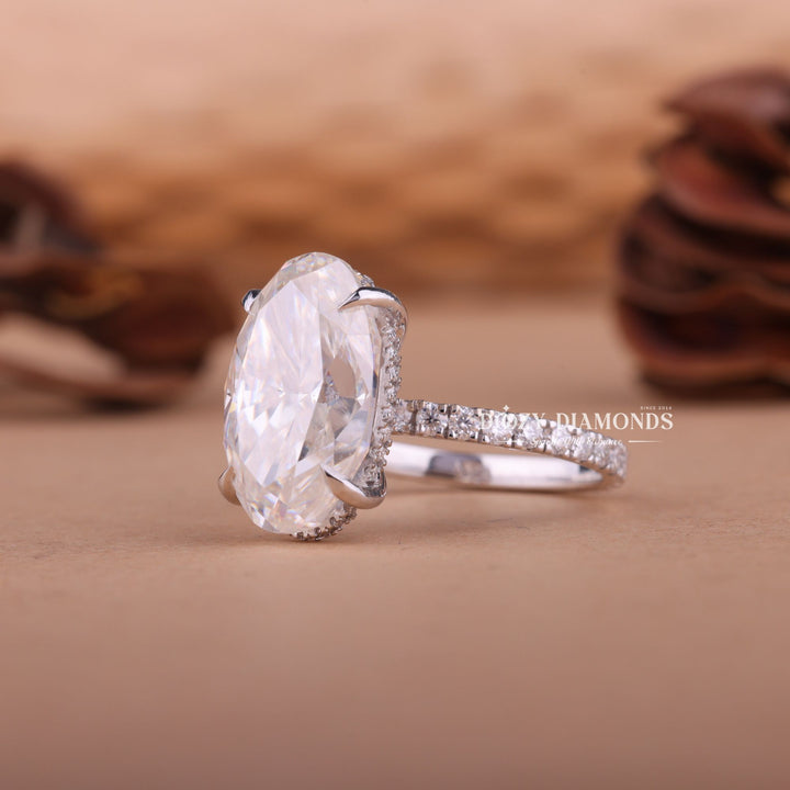 3.0CT - 5.0CT Oval F/VS1 Lab Created Diamond Hidden Halo Engagement Ring - Doozy Diamonds