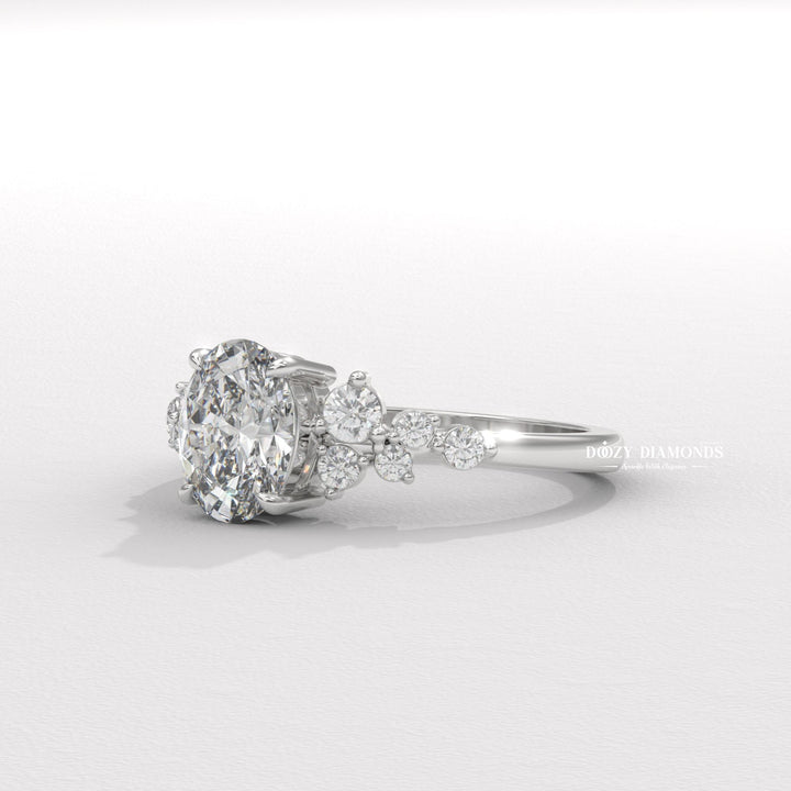 luxury oval ring, vintage engagement ring, vintage style ring, modern cluster ring, classic cluster ring,