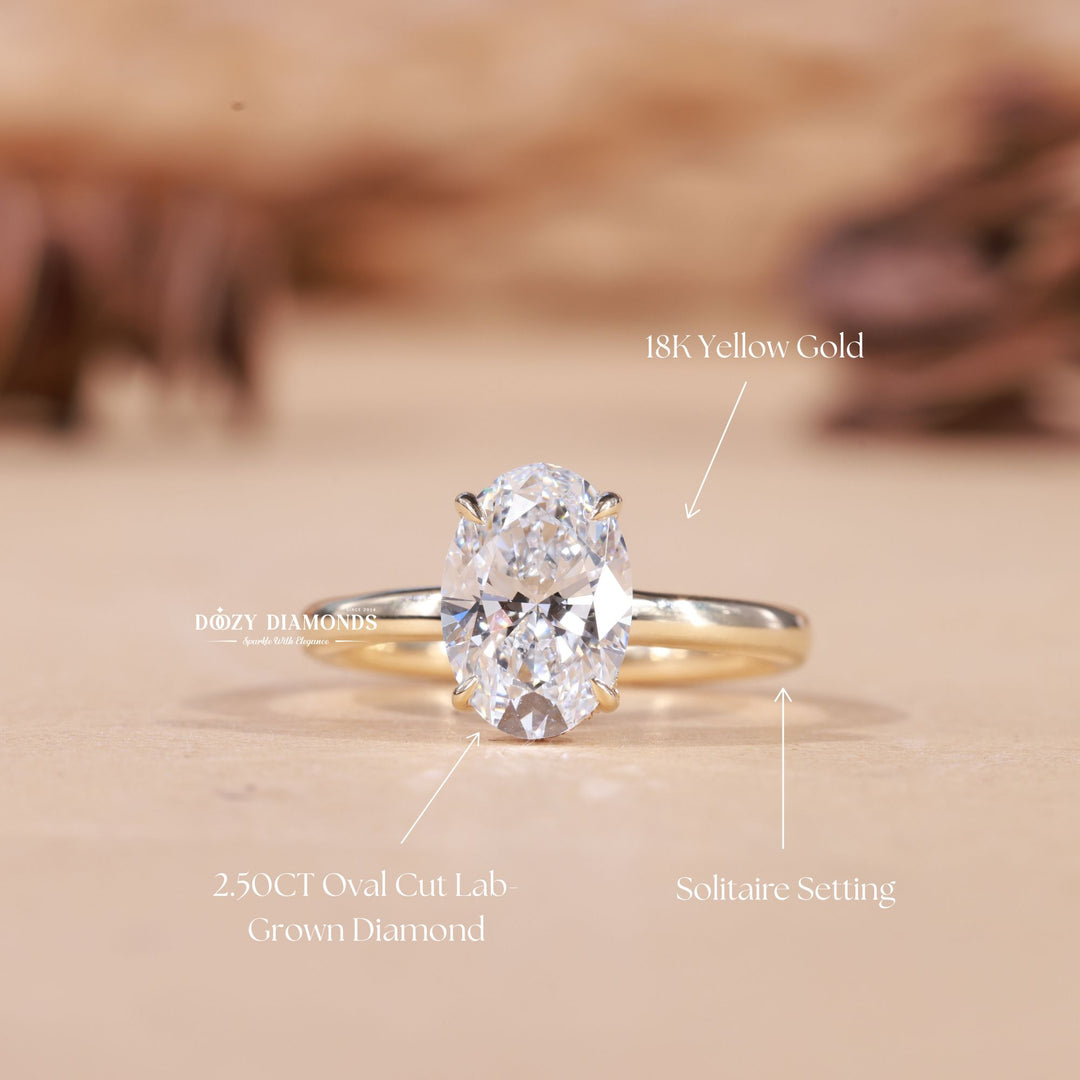 2.0CT - 3.0CT Oval F/VS1 Lab Grown Diamond Hidden Halo Engagement Ring - Doozy Diamonds