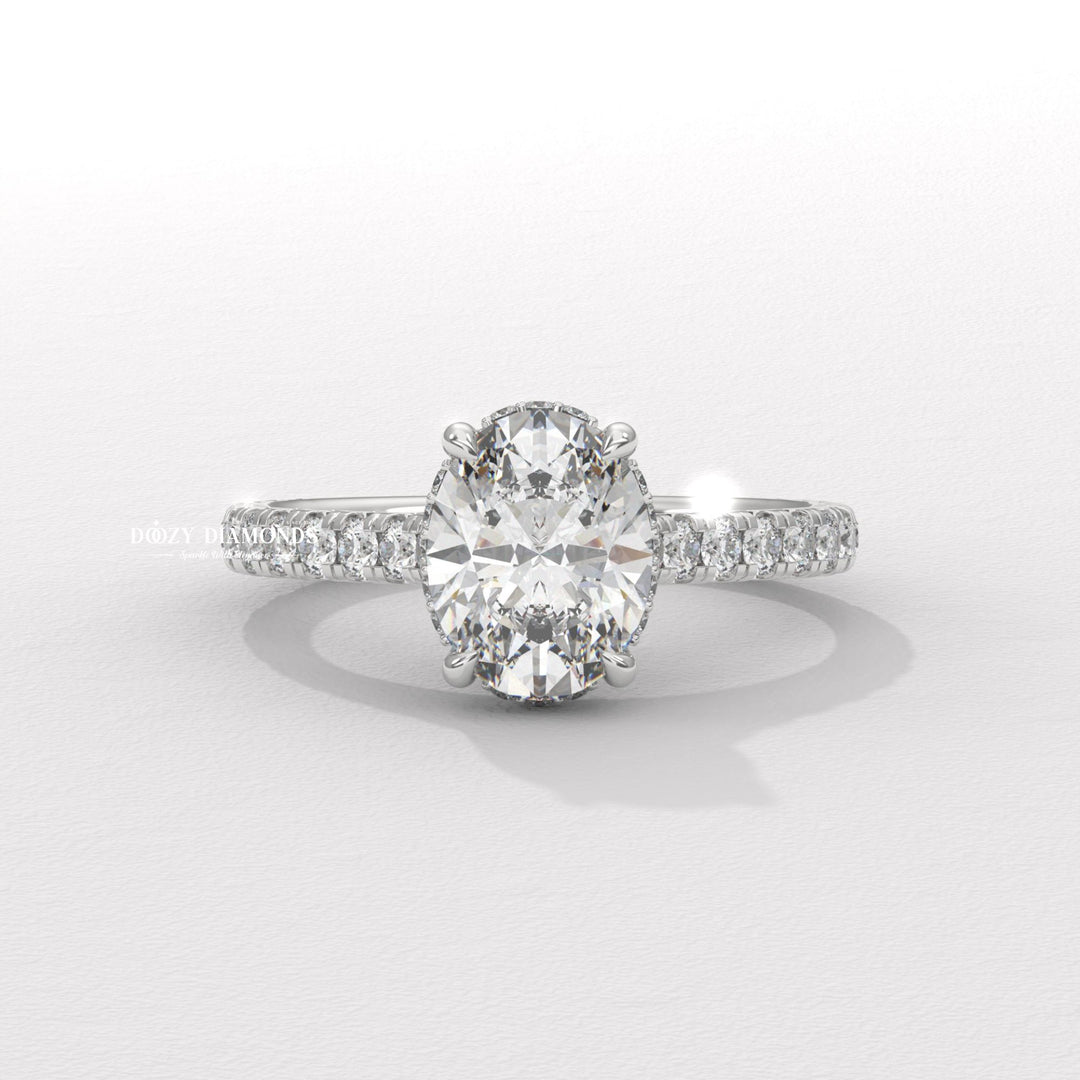 wedding proposal ring, premium bridal jewelry, timeless bridal jewelry, elegant bridal jewelry, oval pave ring, oval hidden halo ring, oval cathedral ring, oval solitaire engagement ring,