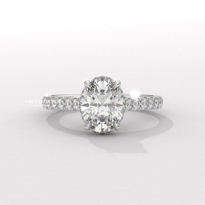 wedding proposal ring, premium bridal jewelry, timeless bridal jewelry, elegant bridal jewelry, oval pave ring, oval hidden halo ring, oval cathedral ring, oval solitaire engagement ring,