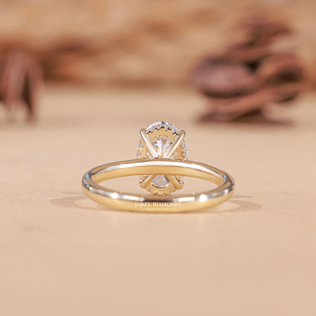 2.0CT - 3.0CT Oval F/VS1 Lab Grown Diamond Hidden Halo Engagement Ring - Doozy Diamonds