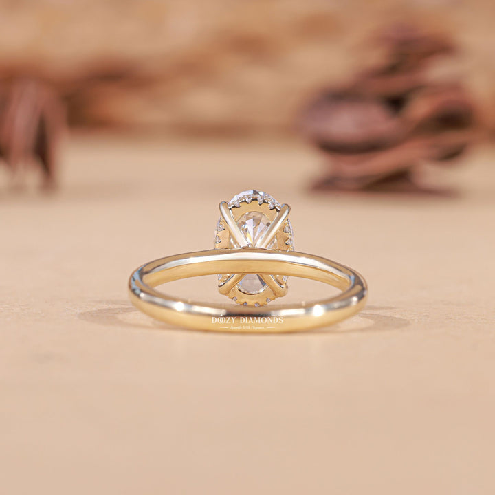 2.0CT - 3.0CT Oval F/VS1 Lab Grown Diamond Hidden Halo Engagement Ring - Doozy Diamonds