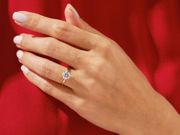 1.50CT Round Cut Solitaire F - VS Lab Grown Diamond Engagement Ring Set Curved Band - Doozy Diamonds