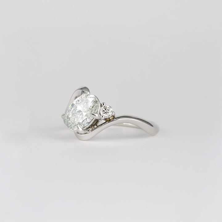 1.50CT-2.50CT Oval Lab Grown Diamond Unique Wave Engagement Ring