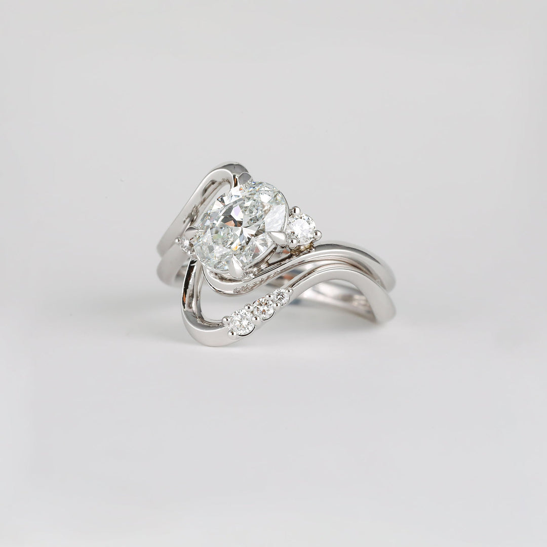 1.50CT-2.50CT Oval Lab Grown Diamond Unique Wave Engagement Ring