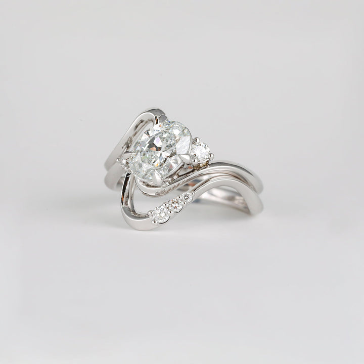 1.50CT-2.50CT Oval Lab Grown Diamond Unique Wave Engagement Ring