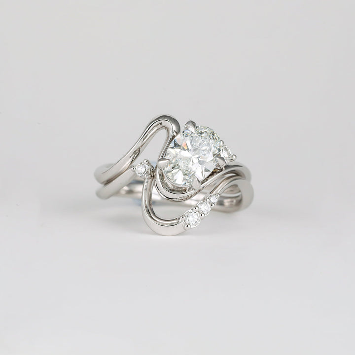 1.50CT-2.50CT Oval Lab Grown Diamond Unique Wave Engagement Ring
