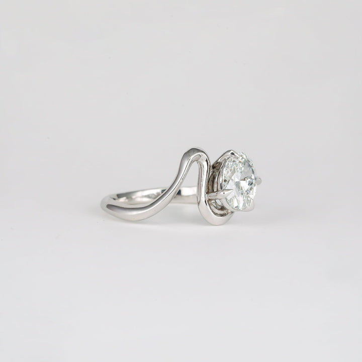 1.50CT-2.50CT Oval Lab Grown Diamond Unique Wave Engagement Ring