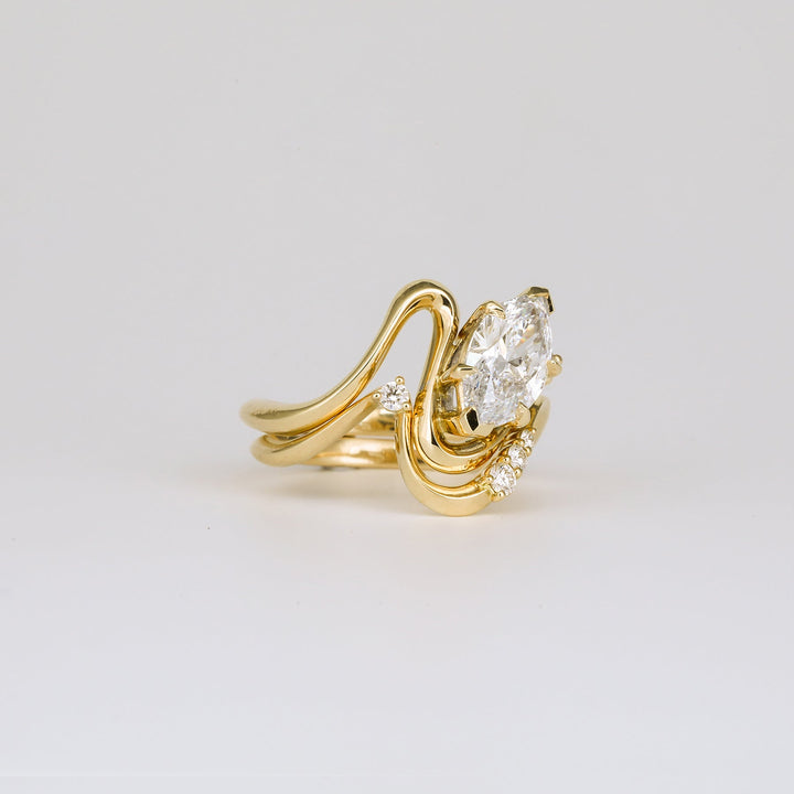 1.0CT-2.0CT Marquise Cut Lab Grown Diamond Unique Engagement Ring