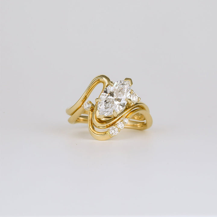 1.0CT-2.0CT Marquise Cut Lab Grown Diamond Unique Engagement Ring