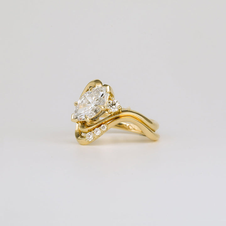 1.0CT-2.0CT Marquise Cut Lab Grown Diamond Unique Engagement Ring